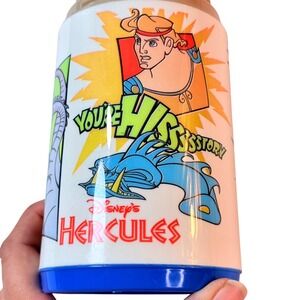Vintage 1997 Disney Hercules Aladdin Plastic Thermos Lunch Container Cup